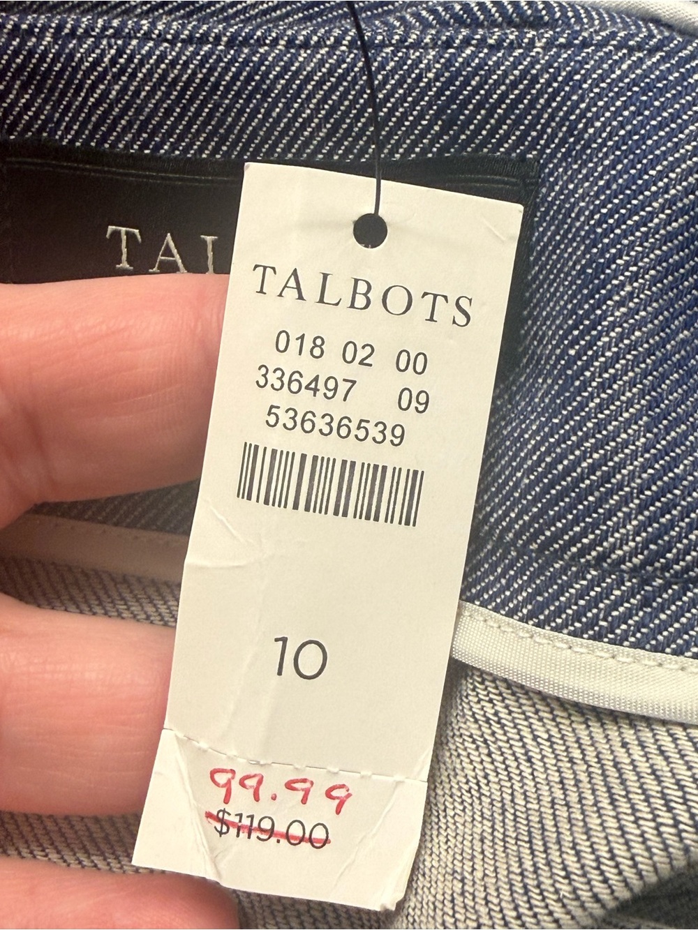 NWT Talbots Blue Chambray A-Line Button-Front Skirt with Contrast Trim Sz 10 - Picture 7 of 7